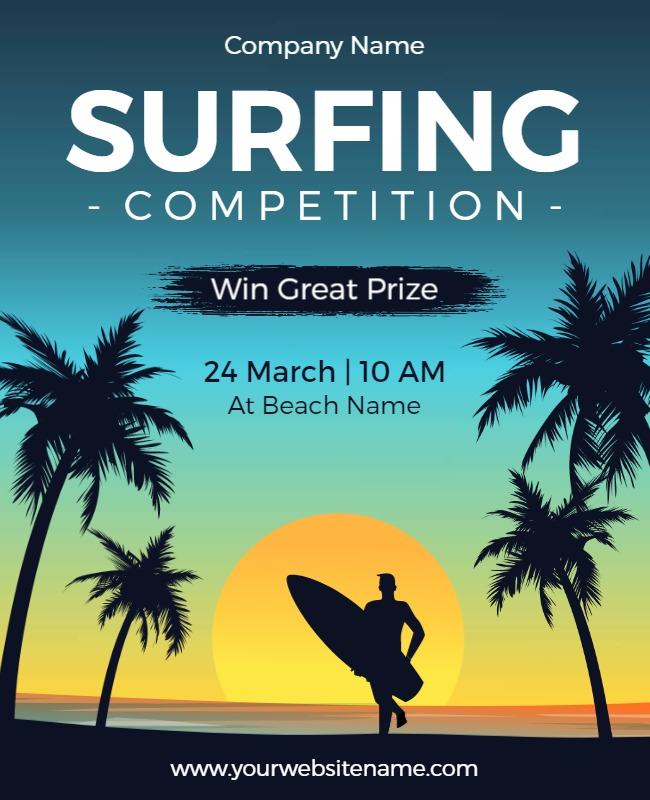 Fountain Blue and Deep Fir Surfing Competition Flyer Template