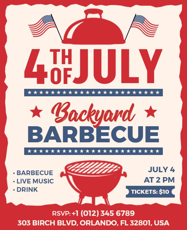 Fourth of July Backyard Barbecue Flyer Template