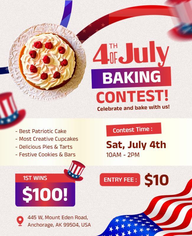 Fourth Of July Baking Contest Flyer Template