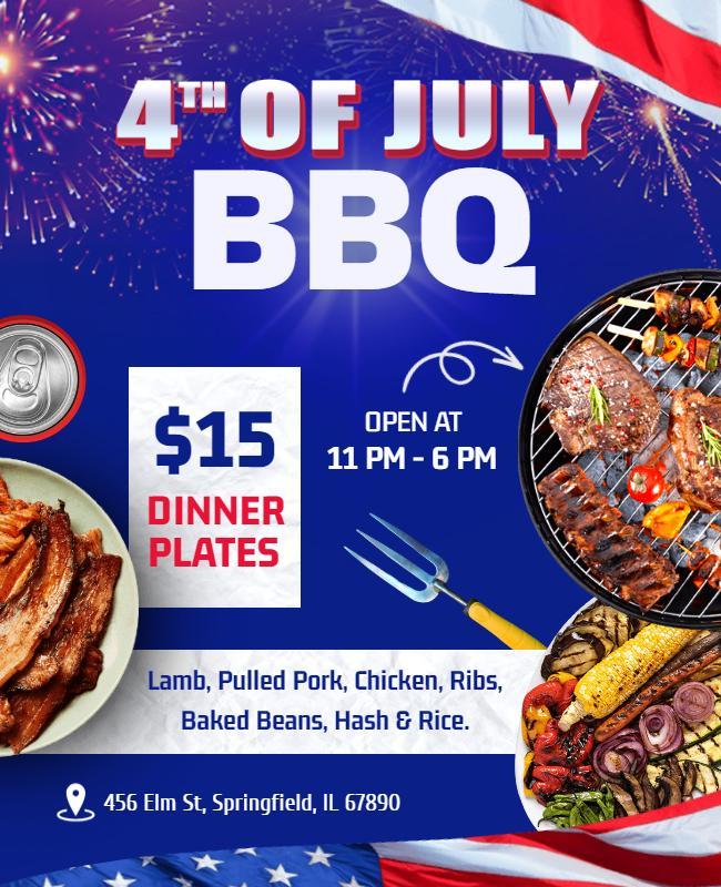 Fourth Of July Bbq Celebration Flyer Template