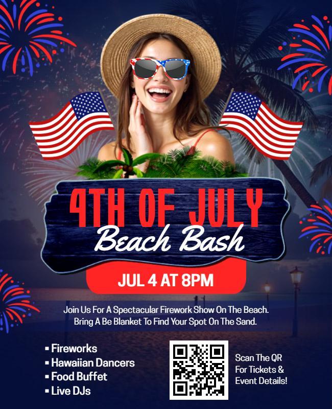 Fourth of July Beach Party Bash Flyer Template