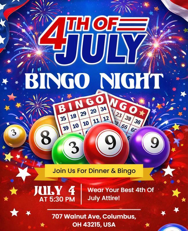 Fourth of July Bingo Night Flyer Template