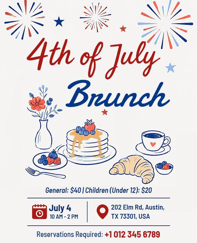 Fourth of July Brunch Celebration Flyer Template