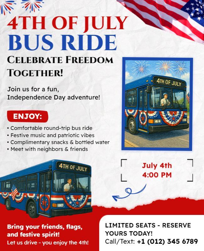 Fourth of July Celebration Bus Ride Flyer Template