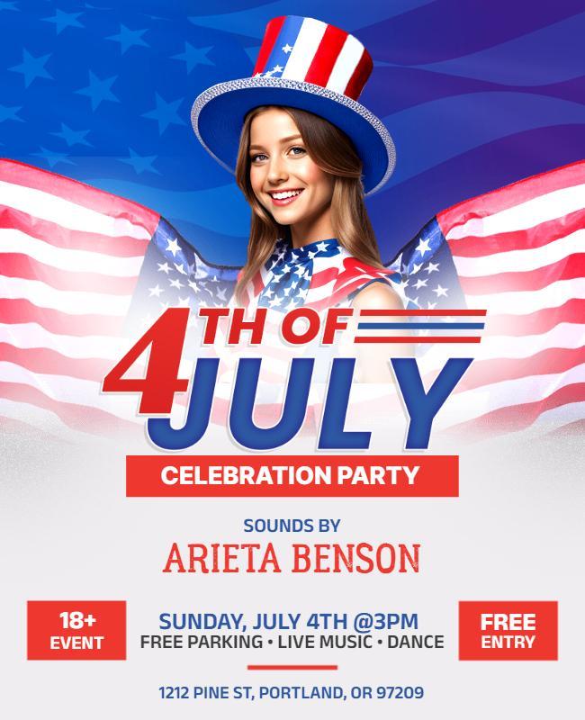 Patriotic Stars and Stripes 4th of July Celebration Flyer Template