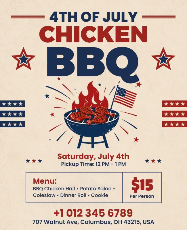 Fourth of July Chicken BBQ Event Flyer Template