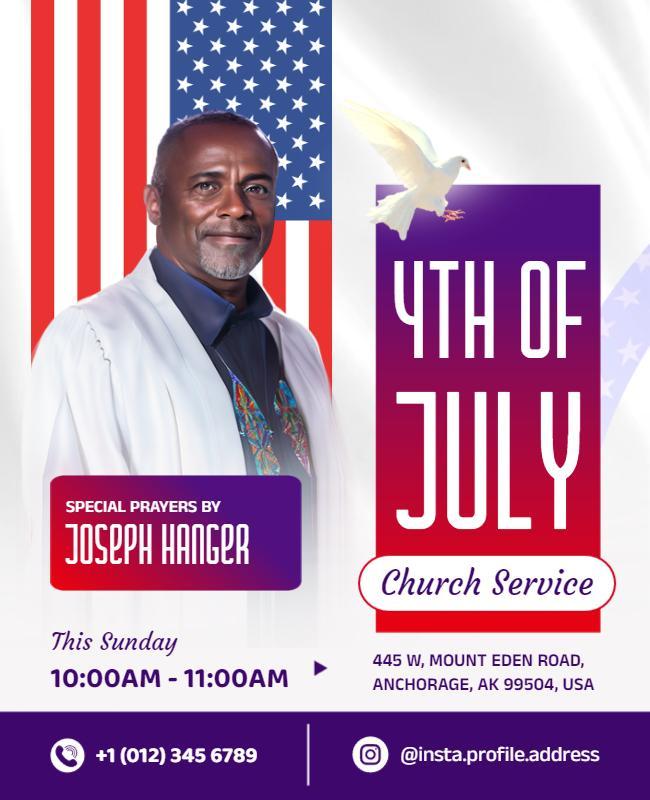 Fourth Of July Church Service Flyer Template