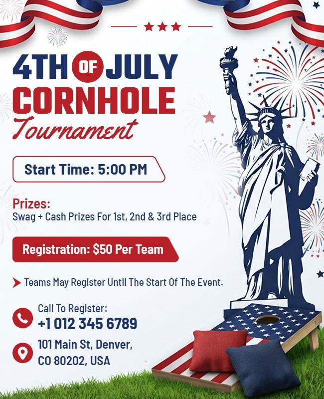 Fourth of July Cornhole Tournament Event Flyer Template