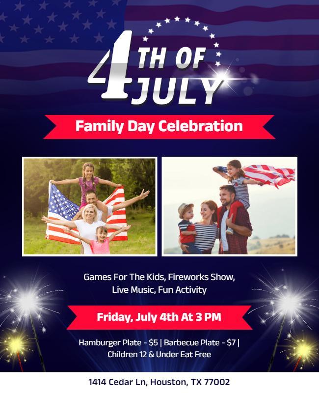 Fourth Of July Family Celebration Flyer Template