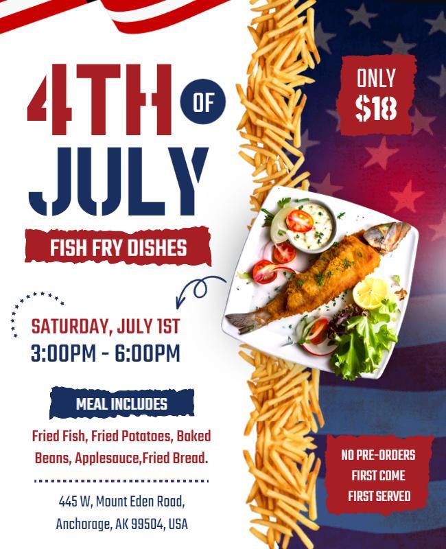 Fourth Of July Fish Fry Event Flyer Template