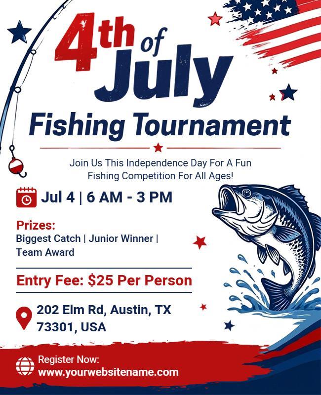 Fourth of July Fishing Tournament Flyer Template