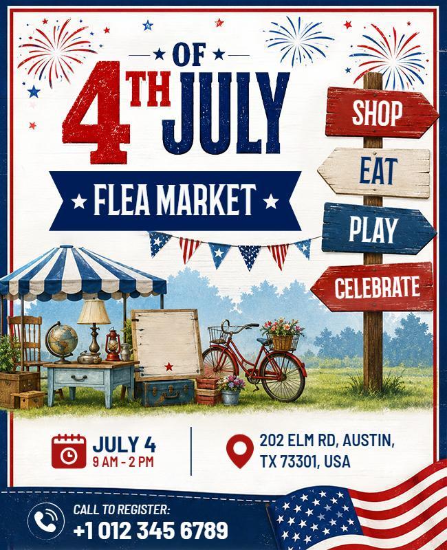 Fourth of July Flea Market Flyer Template