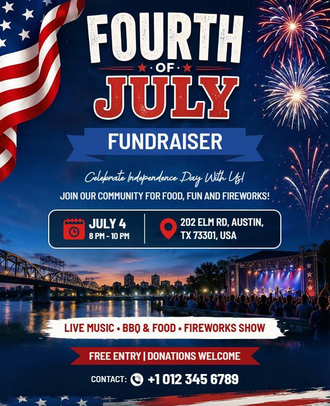 Fourth of July Fundraiser Event Flyer Template