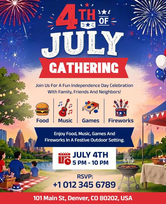 Fourth of July Gathering Event Flyer Template