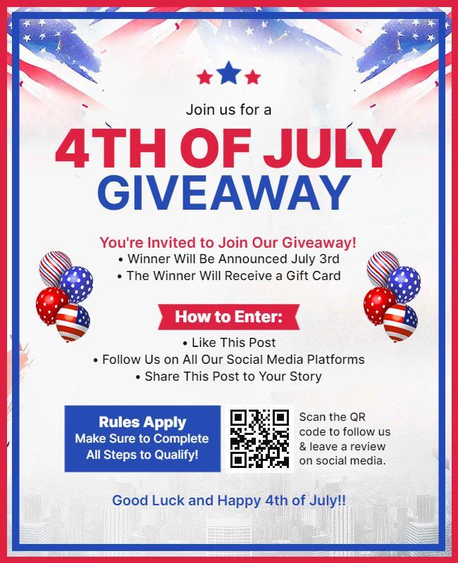 Fourth of July Giveaway Event Flyer Template