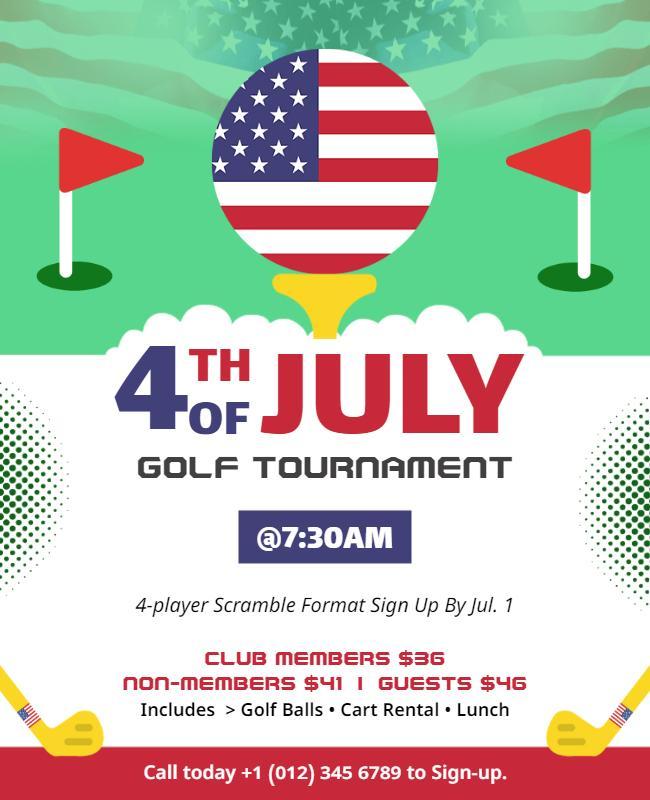 Fourth Of July Golf Tournament Flyer Template