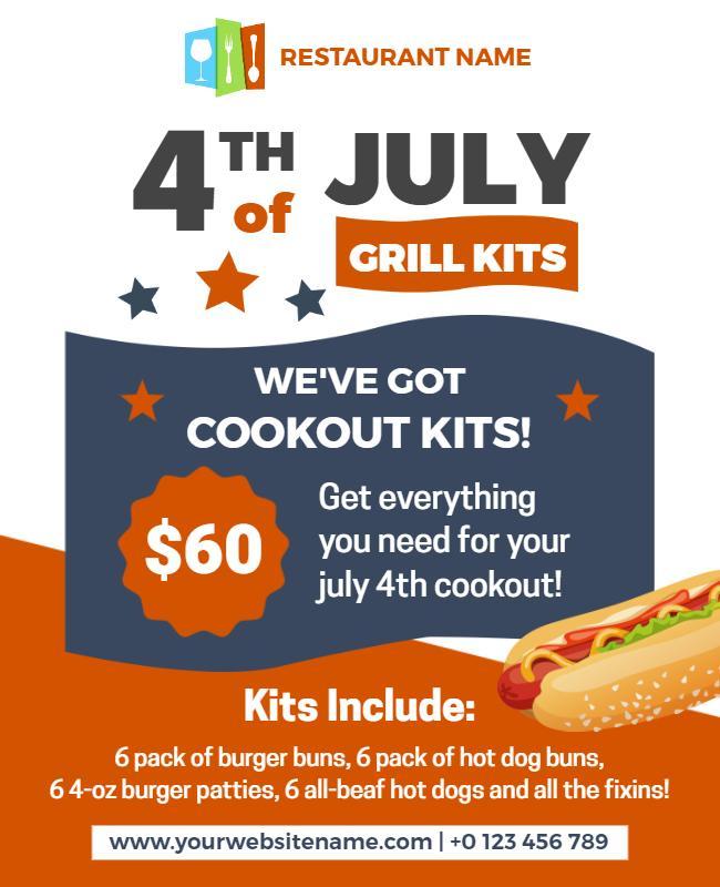 Fourth Of July Grill Kits Promotion Flyer Template