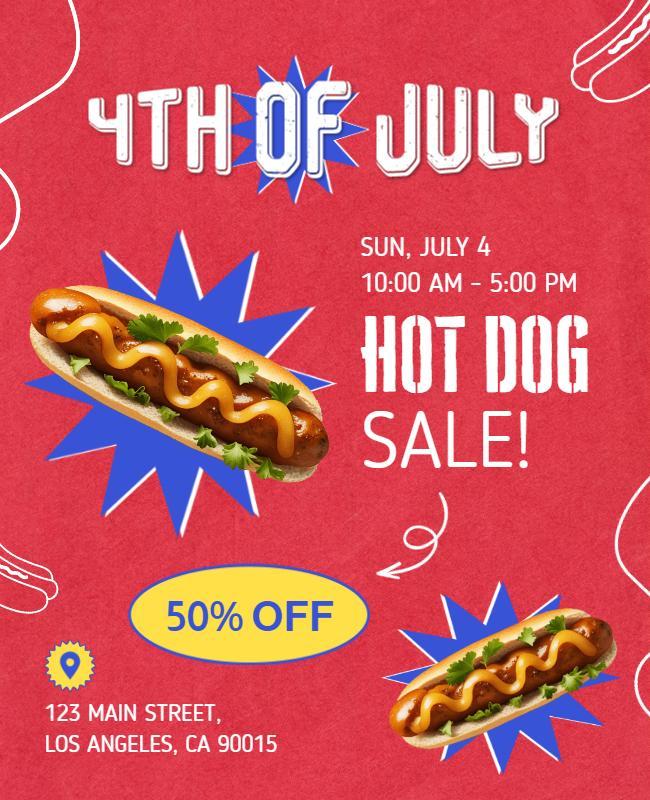 Fourth Of July Hot Dog Sale Flyer Template