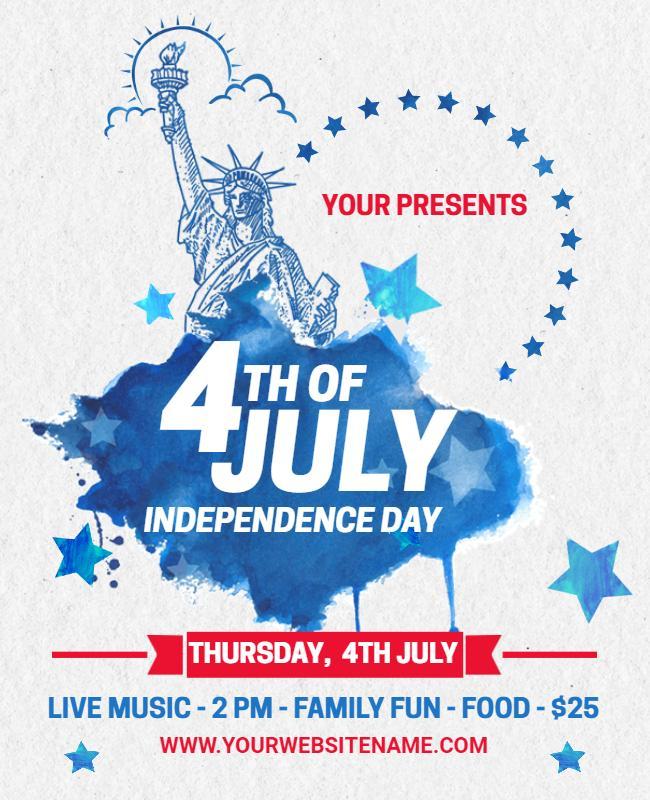 Patriotic Blue Independence Day Celebration Flyer Template