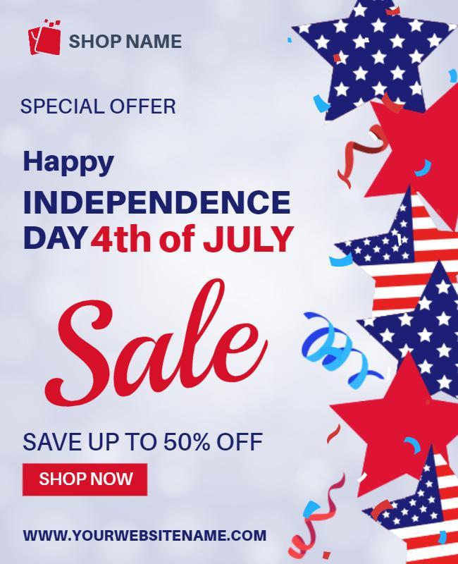 Fourth Of July Independence Day Sale Flyer Template