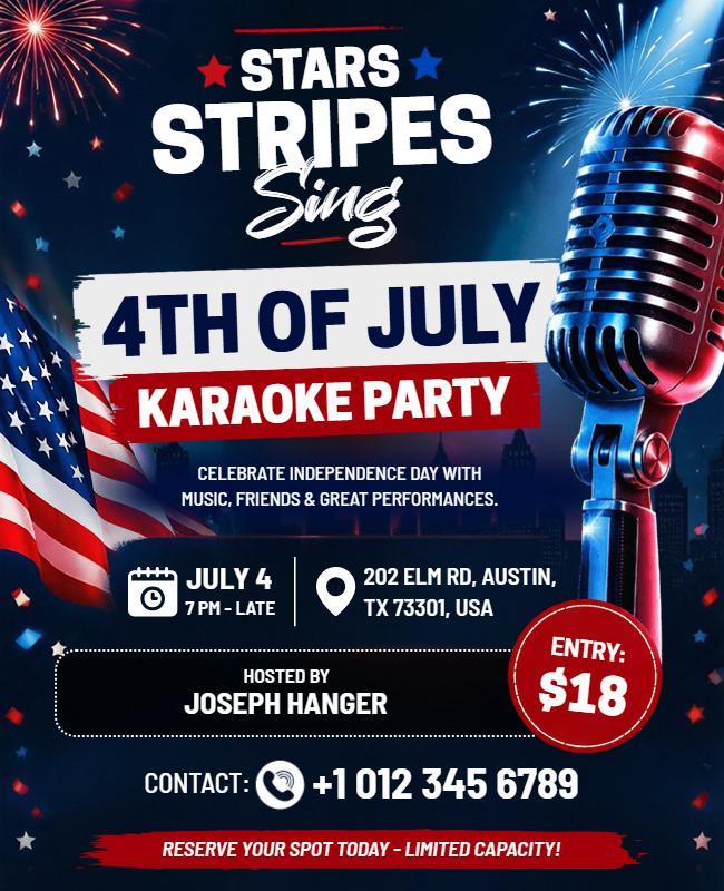 Fourth of July Karaoke Party Flyer Template
