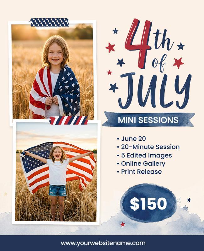 Fourth of July Mini Sessions Photography Flyer Template
