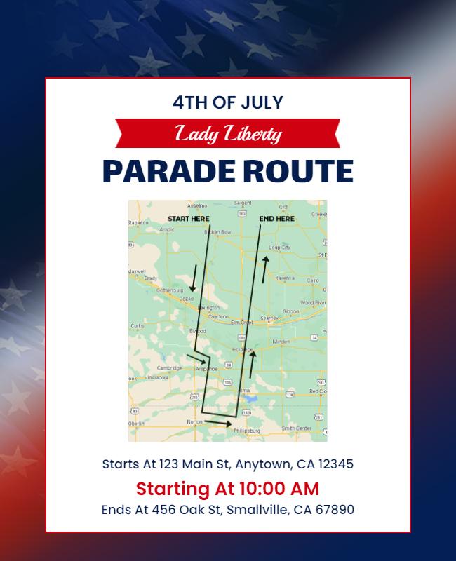 Fourth Of July Parade Route Flyer Template