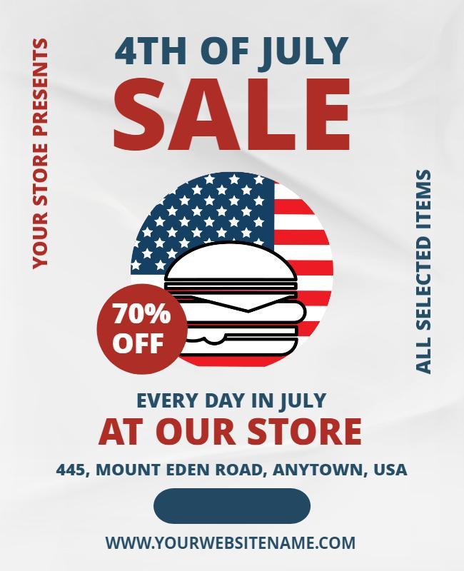 Patriotic Red White Blue 4th of July Sale Flyer Template