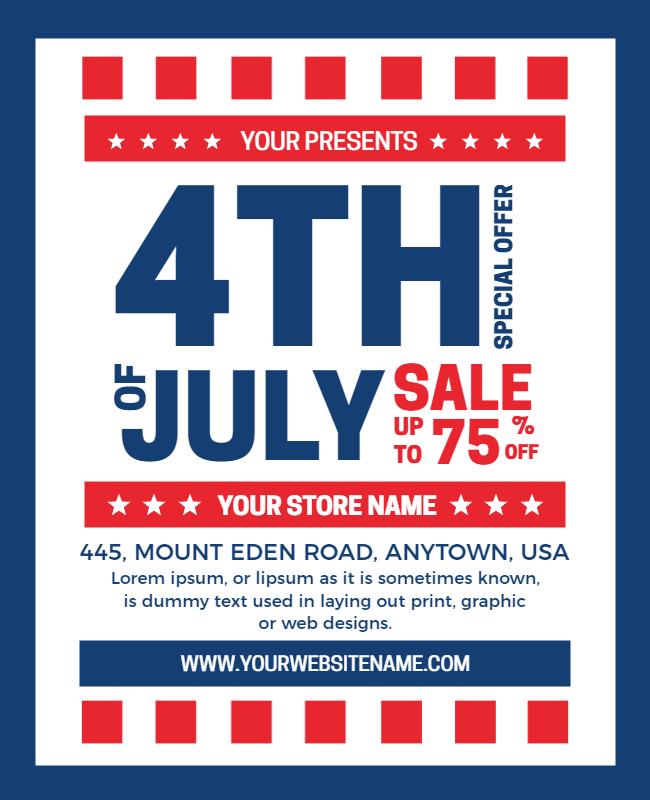 Fourth Of July Sale Promotion Flyer Template