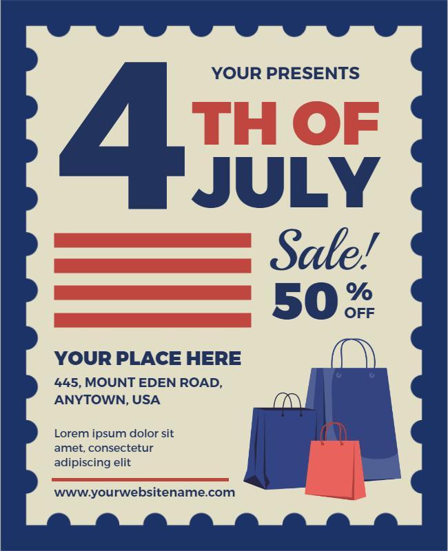 Festive Red White Blue Independence Day Sale Flyer Template