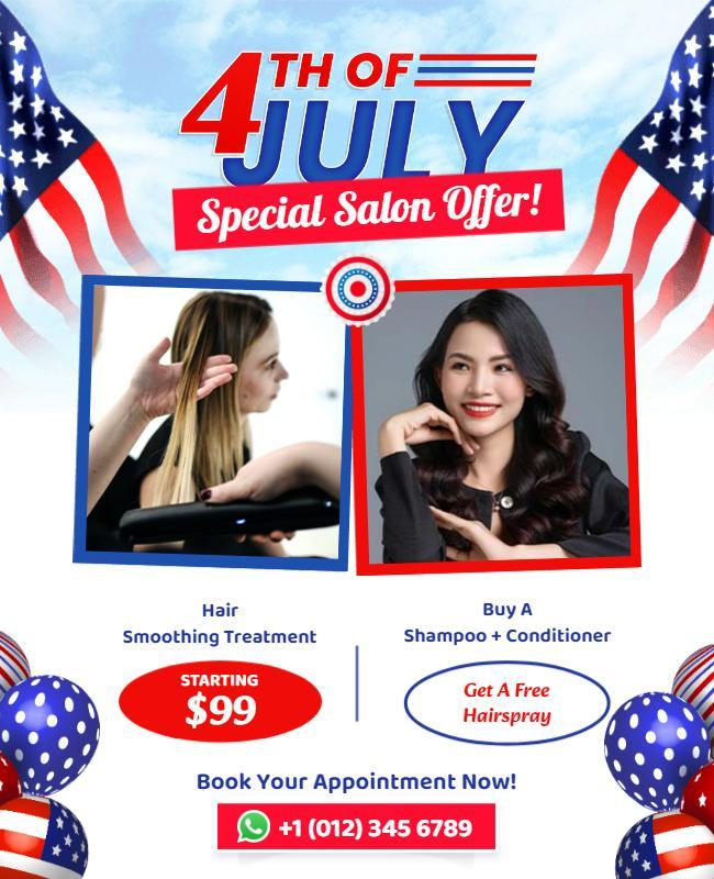 Fourth Of July Special Salon Offer Flyer Template