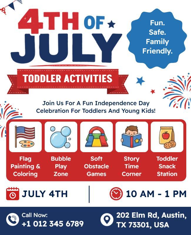 Fourth of July Toddler Activities Flyer Template