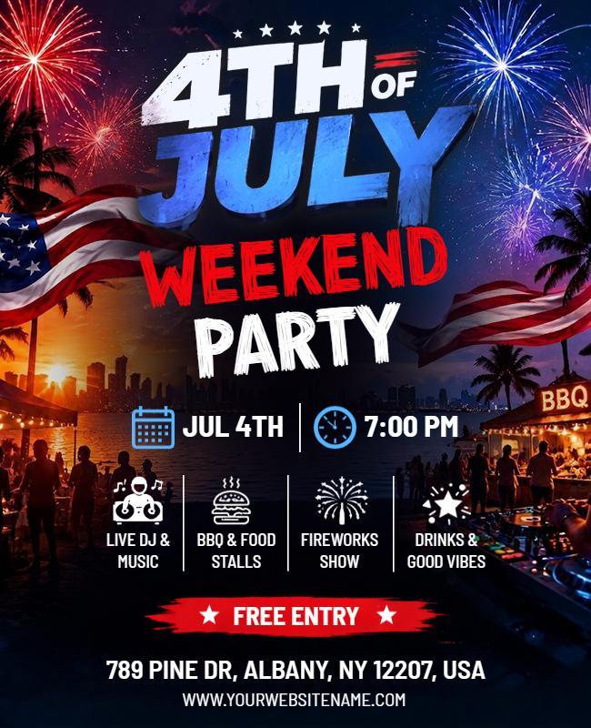 Fourth of July Weekend Party Celebration Flyer Template