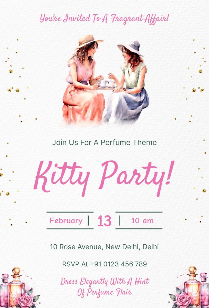 Fragrant Perfume Theme Kitty Party Invitation Template