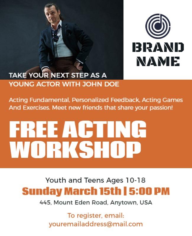 Free Acting Workshop for Youth Flyer Template