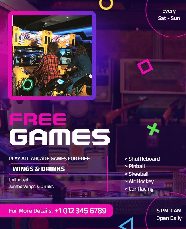 Free Arcade Gaming Night Flyer Template