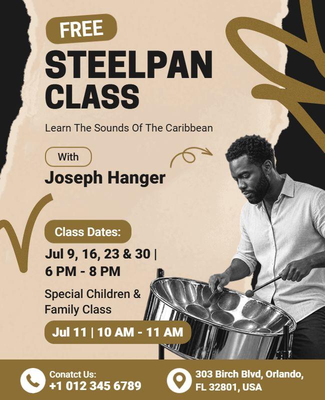 Free Caribbean Steelpan Music Class Flyer Template