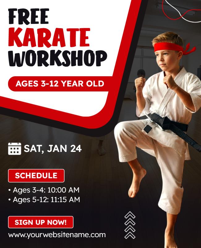 Free Children's Karate Workshop Flyer Template