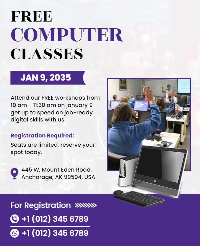 Free Computer Skills Workshop Flyer Template