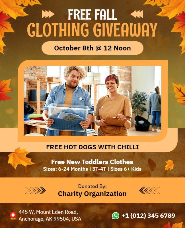 Free Fall Clothing Giveaway Event Flyer Template