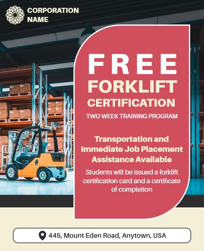 Free Forklift Certification Training Program Flyer Template