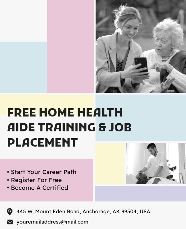 Free Home Health Aide Training and Job Placement Flyer Template