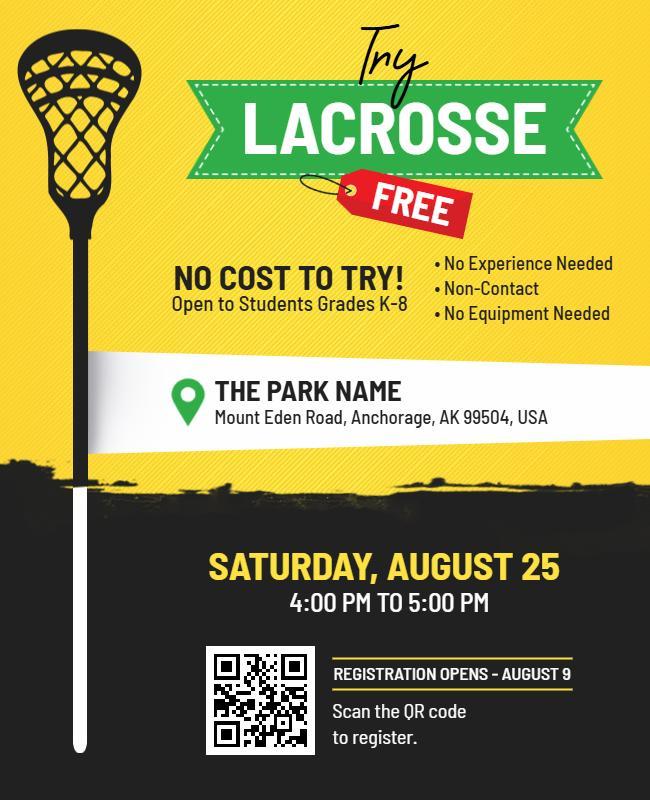 Free Lacrosse Event for Students Flyer Template