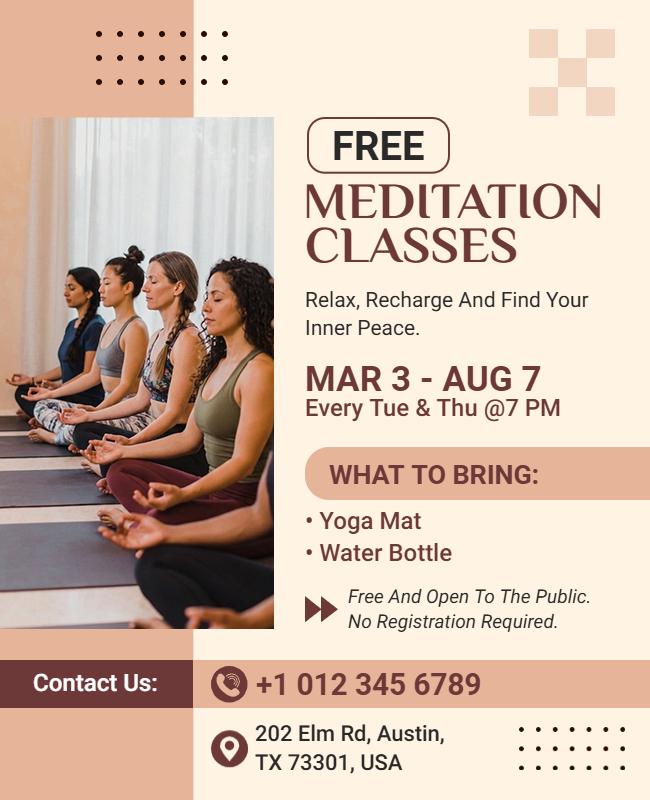 Free Meditation Classes Flyer Template