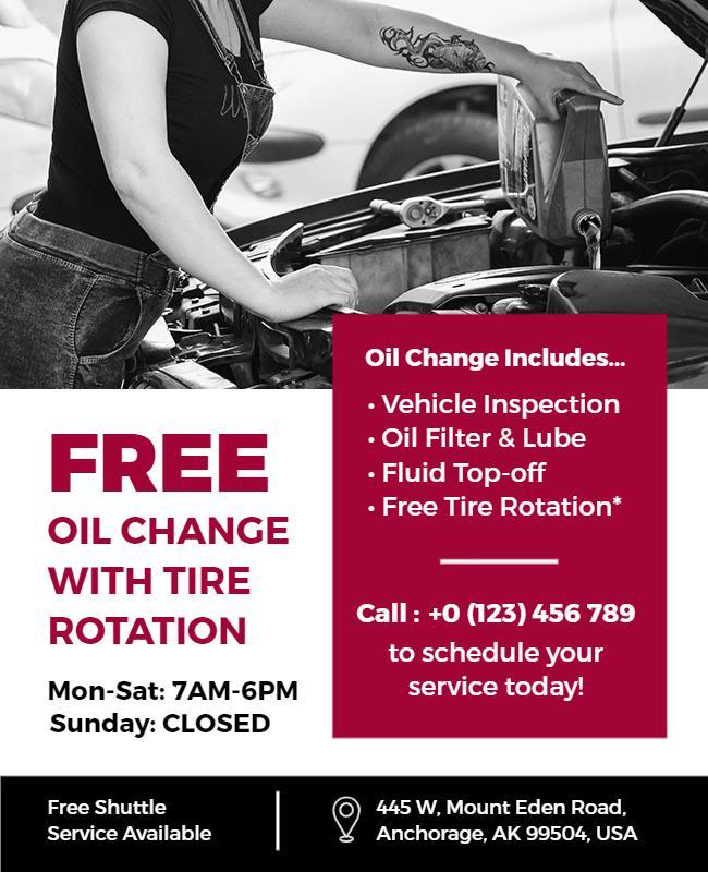 Free Oil Change and Tire Rotation Service Flyer Template