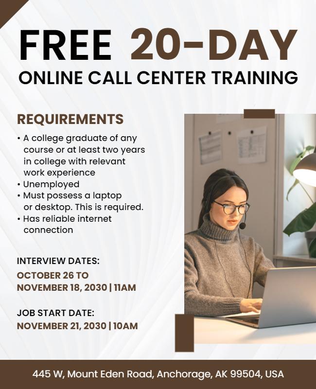 Free Online Call Center Training Flyer Template