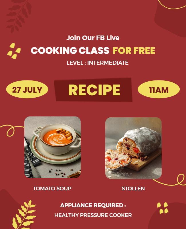 Free Online Cooking Class Flyer Template