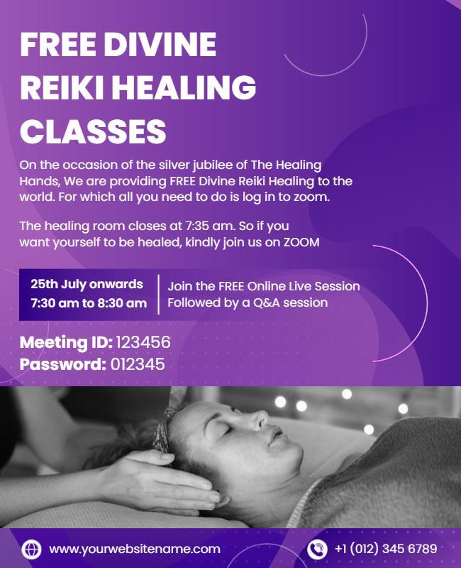 Free Online Reiki Healing Classes Flyer Template