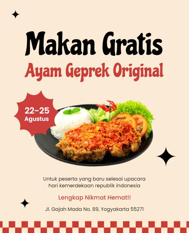 Free Original Ayam Geprek Meal Flyer Template