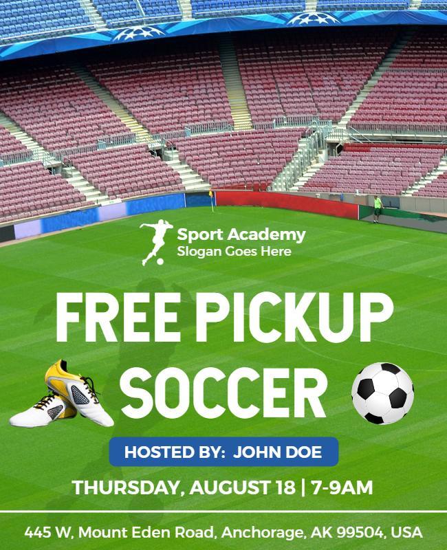 Free Pickup Soccer Event Flyer Template